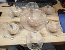 Service Salade de Fruit Art Déco tchèque vintage en verre pressé