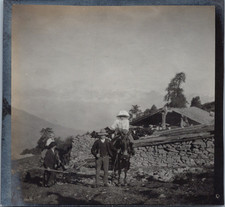 Suisse, Schweiz, Bella Tola, Famille avec Ânes vintage silver print tirage d&#