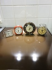 Lot 4 Reveil Mécanique France  Ancien Collection Orange Métal Crome 