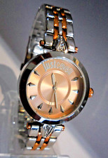 ELEGANTE JUST CAVALLI, BRACELET METAL CHROME A LISERAI ROSE,FONCTIONNELLES ,TBEG