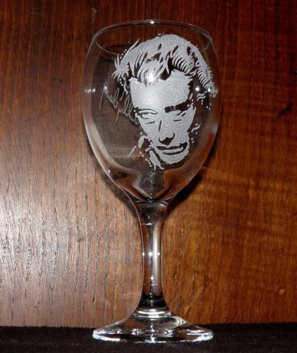 Verre vin gravé la main - verre,