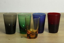 lot de 5 verres à shooter en verre fumé et coloré multicolore déco de table vint