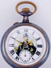WWI Impérial Russ Poche Montre Tsar's Era Armée Officiers Gunmetal Étui c1914