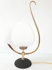 LAMPE DE TABLE MAISON ARLUS 1950 VINTAGE LAITON ACIER VERRE 50s 50's FIFTIES