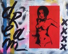 SPACO signed DREAM GIRL WALL tableau POP street ART graffiti paint canva 