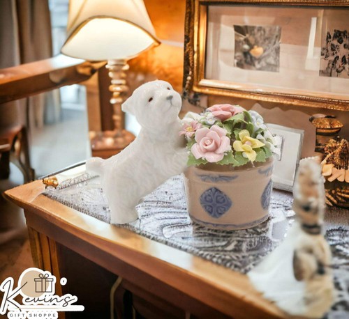 Ceramic westie dog - westie, floral