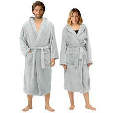Robe de chambre peignoir d'intérieur polaire microfibre capuche poches ceinture