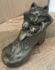 Ancien Encrier Chat Dans Chaussure En Régule