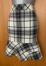 Karen Millen UK 8 Laine Imprimé Carreaux Volant Ourlet Décontracté Les Mini Jupe