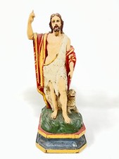 Saint Jean Baptiste Sculpture Bois Polychrome Peint Sacred Art Sacré 