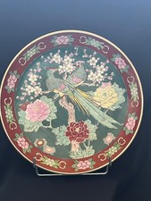 Grande assiette décorative, signée C.F.C. Japan, oiseaux et pivoines