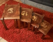 09K33 ANCIENNES TABLES GIGOGNES CHINE INDOCHINE MARQUETERIE ACAJOU 1920 / 1930