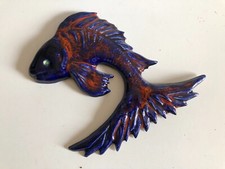 ❤️  superbe décoration murale poisson en céramique vintage type vallauris  TBE 1