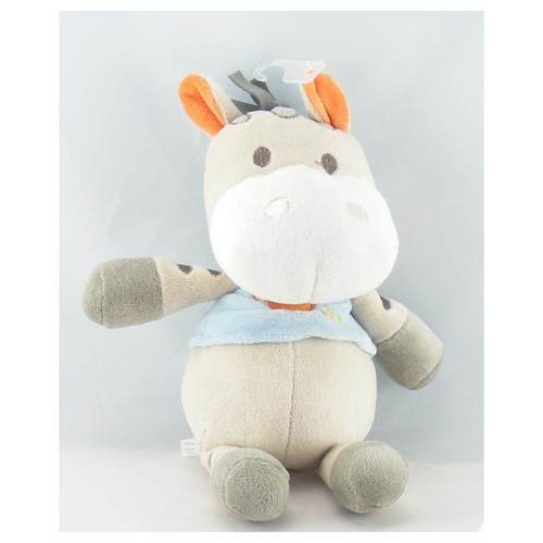 Doudou ane zébre gris bleu