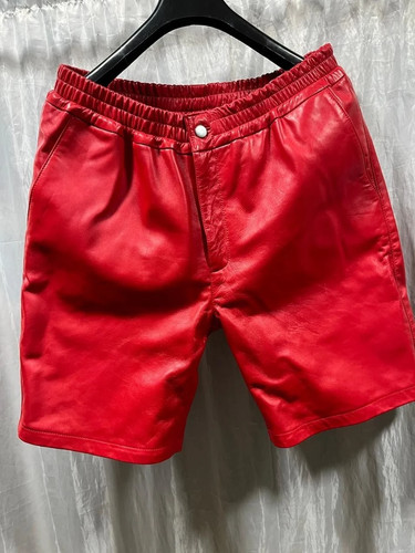 Short cuir rouge pour - short,