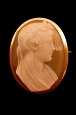 Camée ancien agate sardonyx – Portrait masculin rare – Or 18K – XIXe – Broche