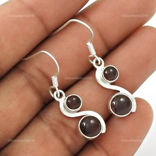 Rond Grenat Naturel 925 Argent Sterling Janvier Birth Crochet Pendantes Oreilles