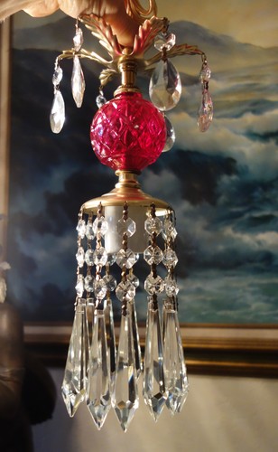 Vintage ruby glass brass - vintage,