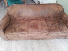Salon 2 canapés 3 et 2 places marron Vintage