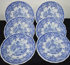 LOT 6 assiettes plates LUNEVILLE KG repas champêtre bleu Jouy 25,5cm vintage