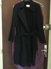 SANDRO PARIS MAJE NAVY BLUE BOILED WOOL BELTED COAT 38 6 8 4 S M $940 CHLOE NEW