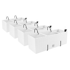 4 x boîte de balcon jardinière aspect rotin pot de plantation pot de fleurs c...