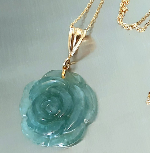 Pendentif jadéite 14k - et, or