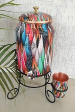 Pure Cuivre Coloré Pointe Design Eau Pot Avec Laiton Robinet & Verre & Stand V -