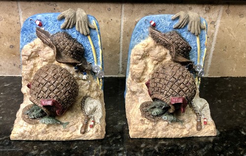 Fly fishing bookends - fly, blue
