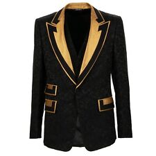 DOLCE & GABBANA Tuxedo Baroque Jacquard Veste Noir Or 50 M L