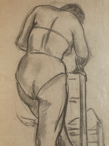 Drawing woman chair - , pencil