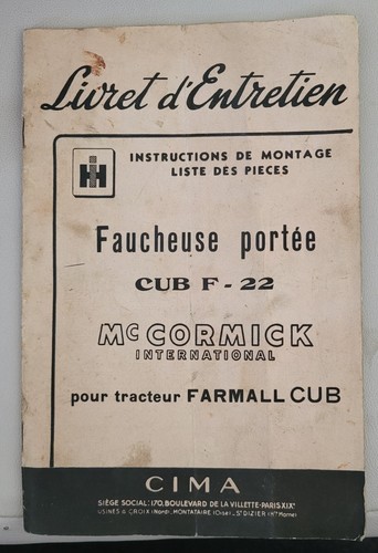 Livret entretien faucheuse - d'entretien,