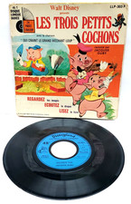DISQUE VINTAGE 45 TOURS les trois petits cochons vinyle disney livre histoire
