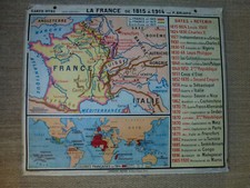 Ancienne carte histoire géographie scolaire d'école Hatier la France 1815 à 1914