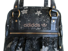 Sac de sport ADIDAS noir motif floral gris