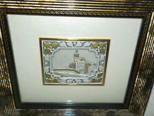 Cadre avec plaque d'Argent 925 signée décor église de village en relief - E2