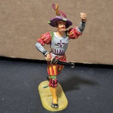 RARE FIGURINE 7 cm ELASTOLIN ANCIENNE LANSQUENET PORTE DRAPEAU MAGNIFIQUE ÉTAT