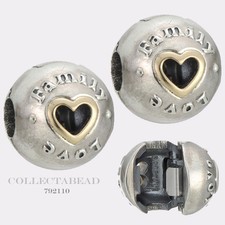 Authentic Pandora Sterling Silver & 14K Gold Family and Love Clips (2) 792110