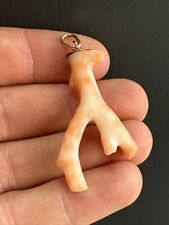 ancien Pendentif En or Jaune 18k 750 Art Nouveau Grappe De Corail Blanc Orange