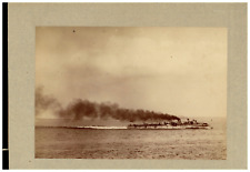 Navire de guerre français, Lansquenet Vintage print,  Tirage albuminé  20x29