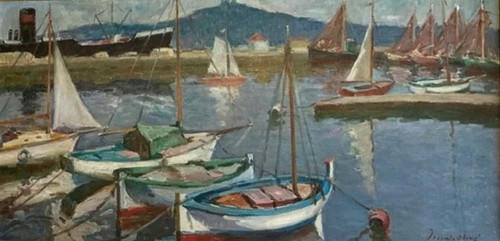 Tableau huile paysage - paysage, marin