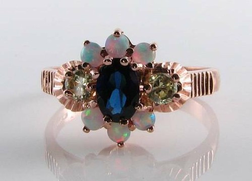 9ct bague art déco cluster - bague,