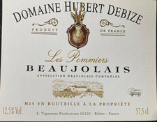 Etiquette de vin Beaujolais domaine Hubert Debize thème chevreuil chasse