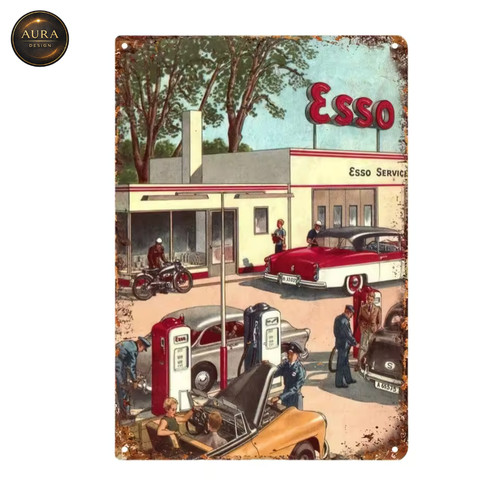 Plaque décorative métal esso - plaque,