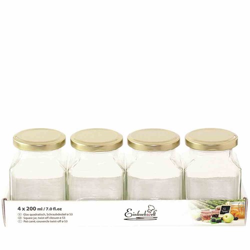 Quadratglas 4x200ml bouchon - quadratglas, +