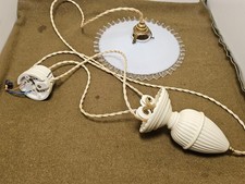 Ancienne MONTE BAISSE Porcelaine 3 brins lampe vintage french farm kitchen light