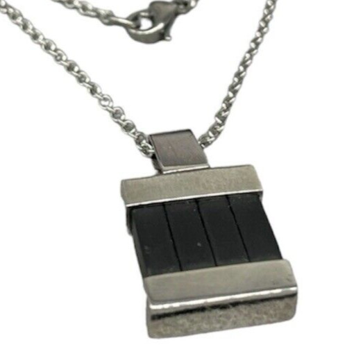 Collier médaillon noir argent - collier,