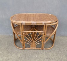 Ensemble en rotin table et fauteuils design modulable vintage