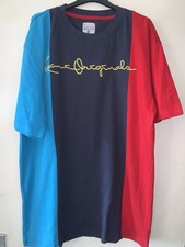 T Shirt Homme Karl Kani Originals Colorblock Bleu Rouge Oversize Logo Brodé