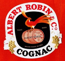 1-ETIQUETTE DE VIN-COGNAC ALBERT ROBIN-[CAPPIELLO]-LITHOGRAPHIE-VERS 1920